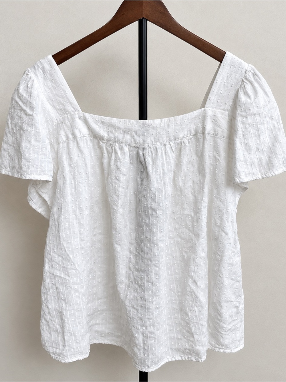 Torrid White Swiss Dot Square Neck Peasant Top Size 2 Puff Sleeve